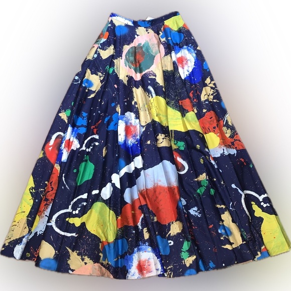 NWT Ralph Lauren Purple Label MAQUIRE Cotton Satin Artist Paint Splatter Skirt 6 - Picture 5 of 13